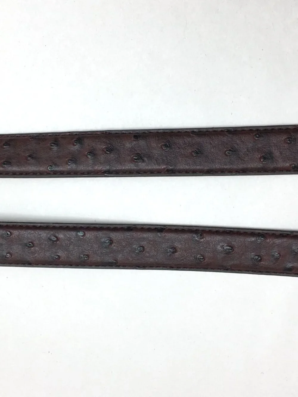 Men's Brown Leather Belt Faux Ostrich Pattern Gold Tone Buckle Size 4XL